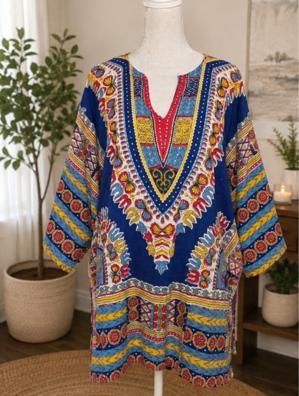Vintage Funky People Boho Festival Tunic Top | Oversized Large | 100% Cotton |